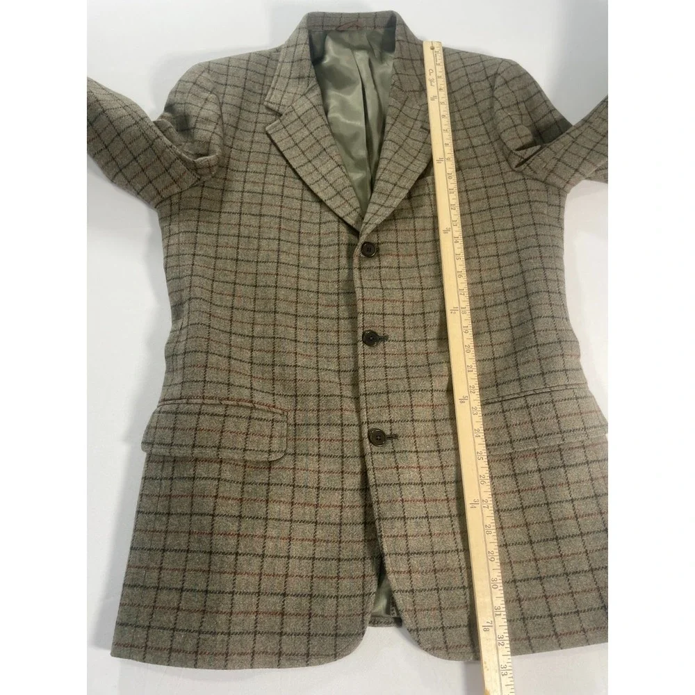 J‎ Crew Plaid Blazer Mens 40L Wool Sport Coat Green Oarsman Preppy Academia